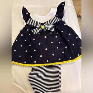 Bonnie Baby Navy Dress with Floral Accents